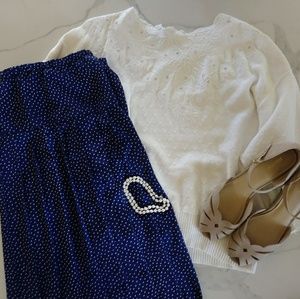 Vintage Blue & White Polka Dot Skirt